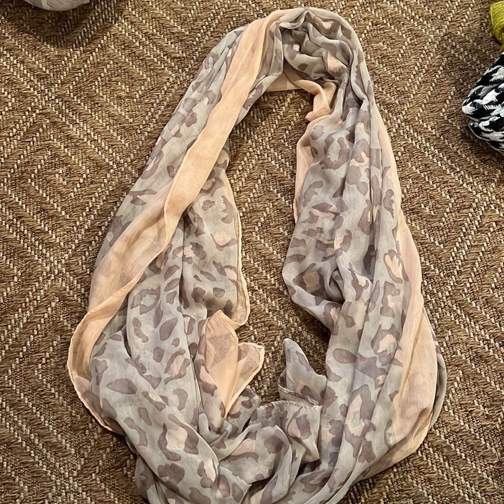 Pink and gray leopard scarf. Sheer